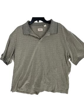 Hudson River Polo Shirt Men XXL Blue Brown Grid Check Short Sleeve Cotton Blend